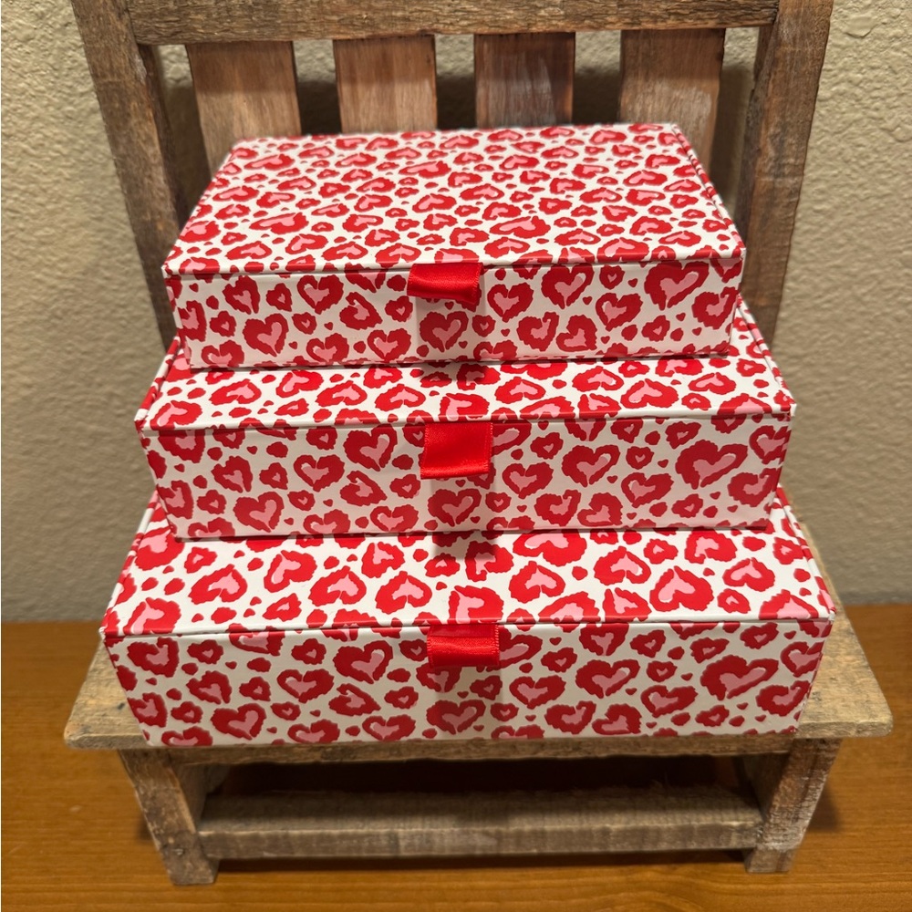 Valentine’s Day Nesting Boxes Set Of 3, Hearts Decorative Storage Boxes